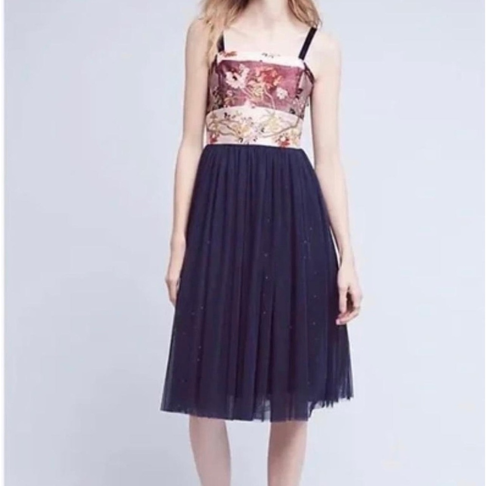 Anthropologie Moulinette Souers  Navy Tulle Wedding/Party Dress NWOT